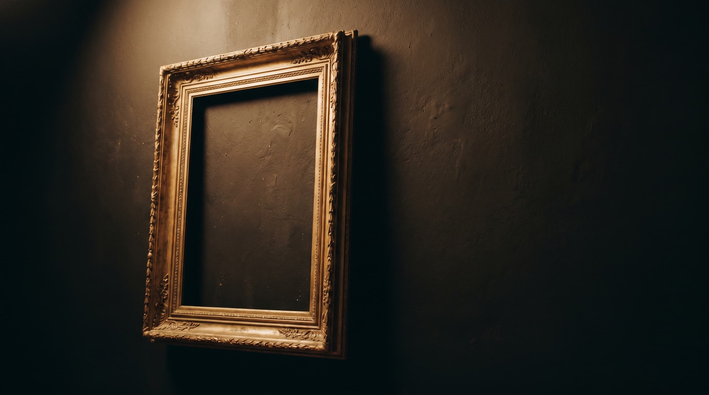 A grid of dark video-thumbnail frames with one glowing in gold